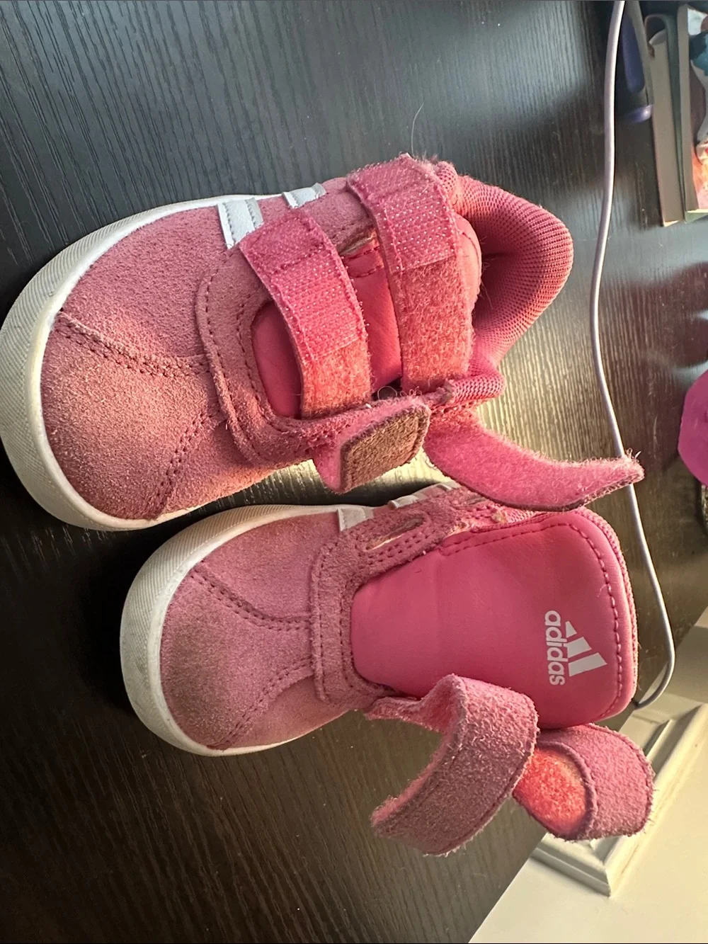 adidas Kids Pink Suede Velcro Sneakers